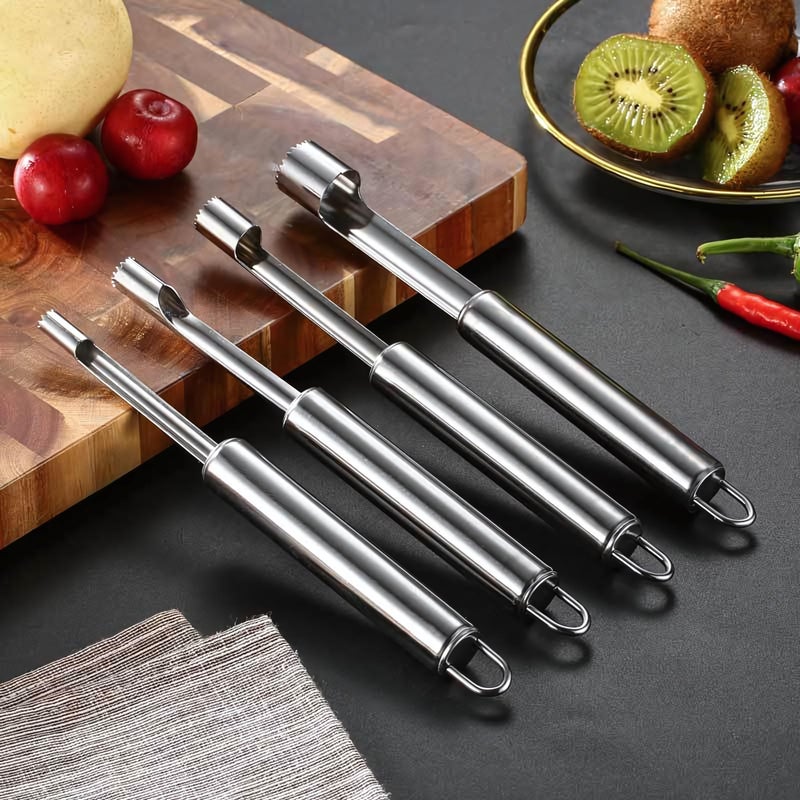 SvaTao Corer and Pitter Set of 4, Multi-Function Corer and Pitter Remover Set, Stainless Steel Core Remover Tool for Apple, Pear, Cherry, Jujube, Red Dates or More with Sharp Serrated Blade - Image 4